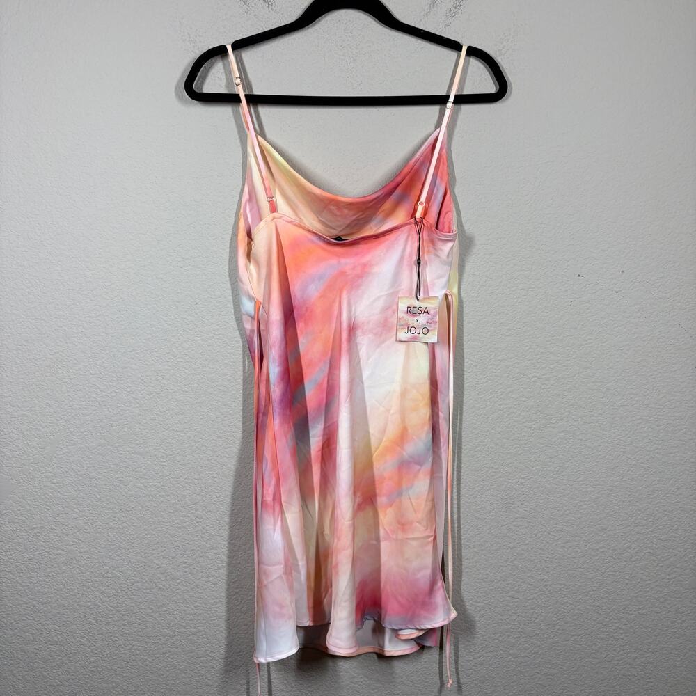 Resa x Jojo Medium Naomi Mini Slip Dress Pink Soraya Tie Dye Watercolor - Picture 3 of 10